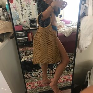 vintage minimalist hobo weave tote bag